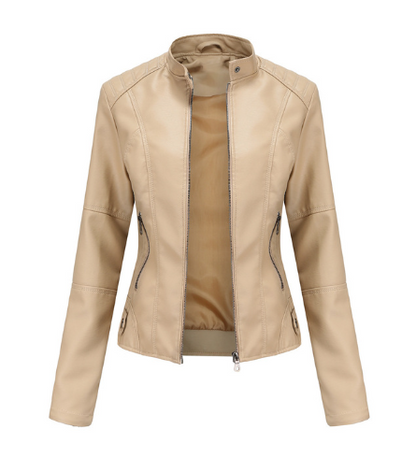 Women's Slim Fit Mao Jacket Zipper Front Hip Length