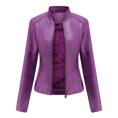 Women's Slim Fit Mao Jacket Zipper Front Hip Length