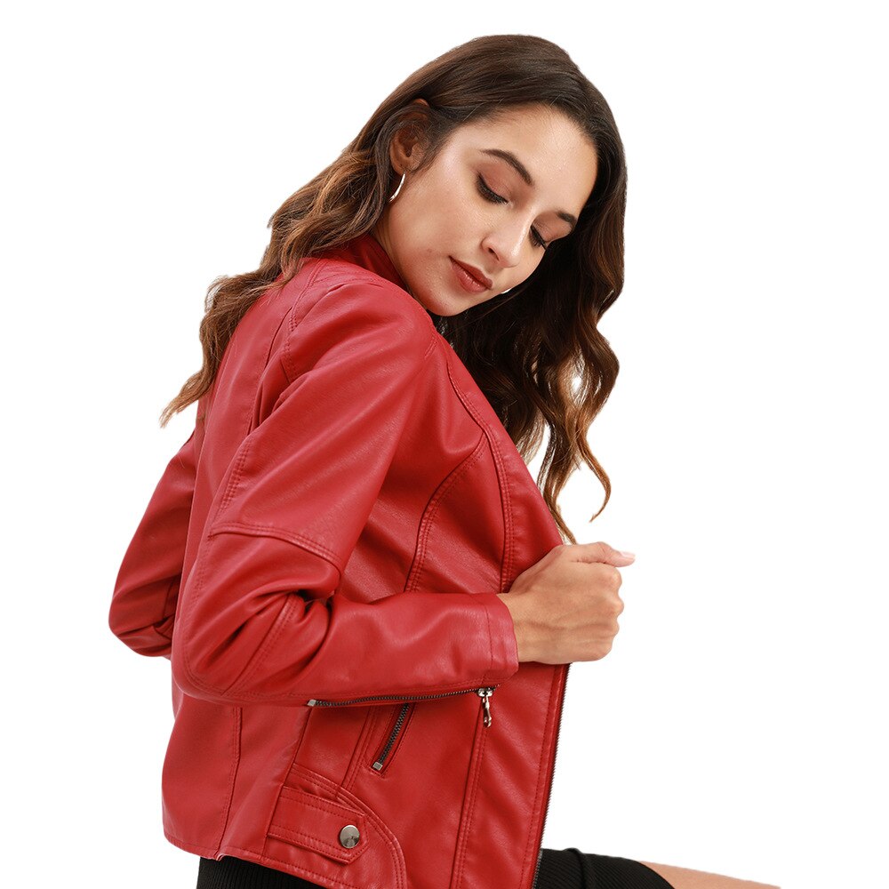 Women's Slim Fit Mao Jacket Zipper Front Hip Length - VibreMode