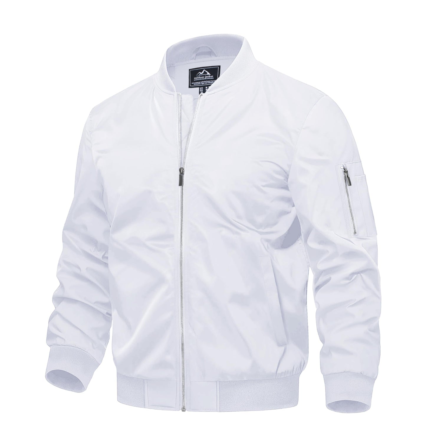 Men's Quilted Bomber Jacket Windproof Nylon Black