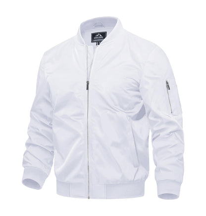 Men's Quilted Bomber Jacket Windproof Nylon Black