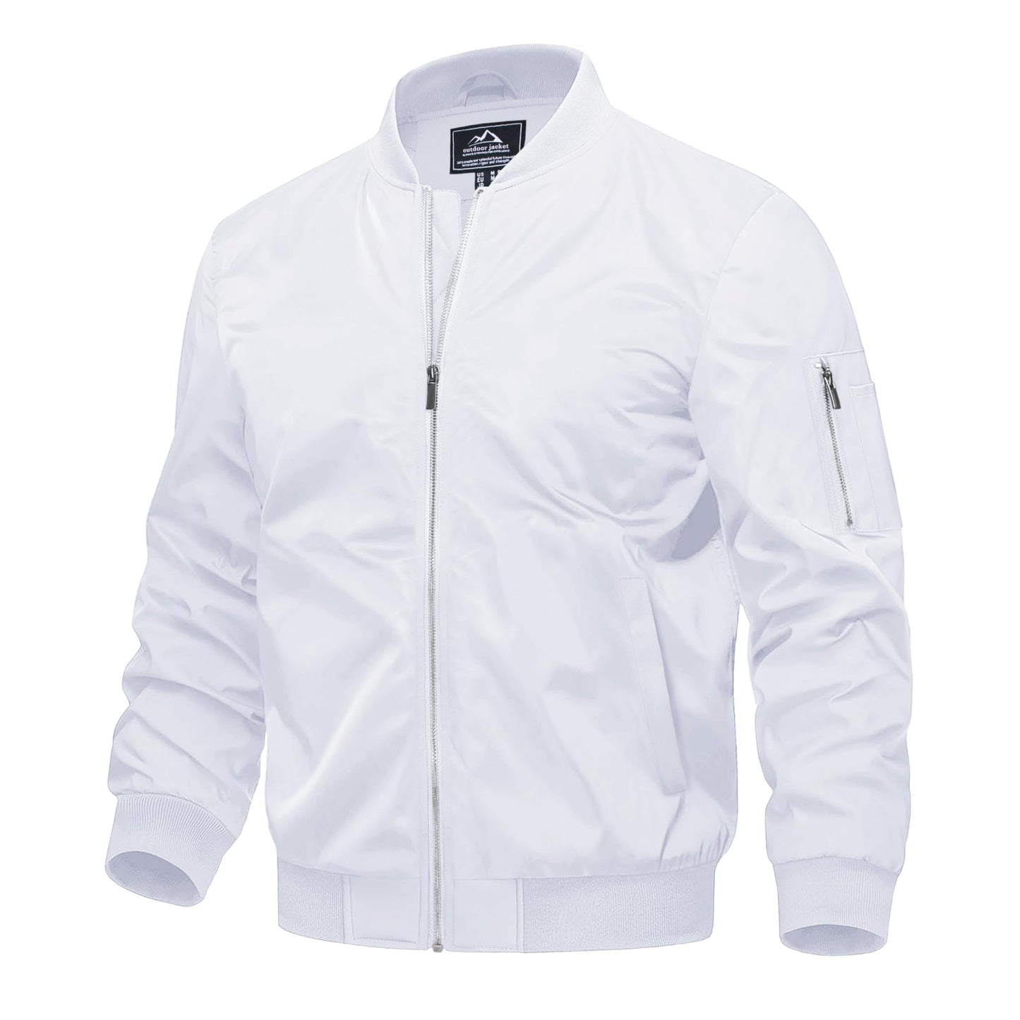 Men's Quilted Bomber Jacket Windproof Nylon Black