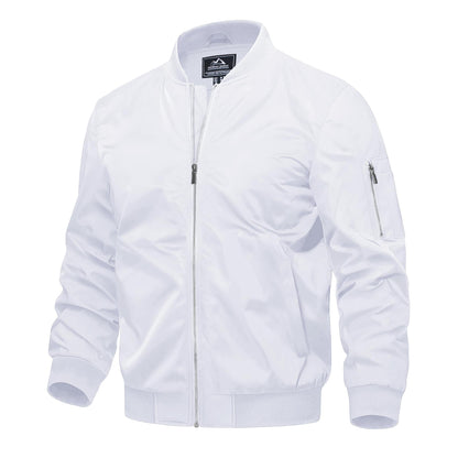 Men's Quilted Bomber Jacket Windproof Nylon Black