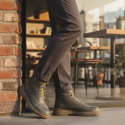 Men's Classic Leather Ankle Boots Height Boost Shoes