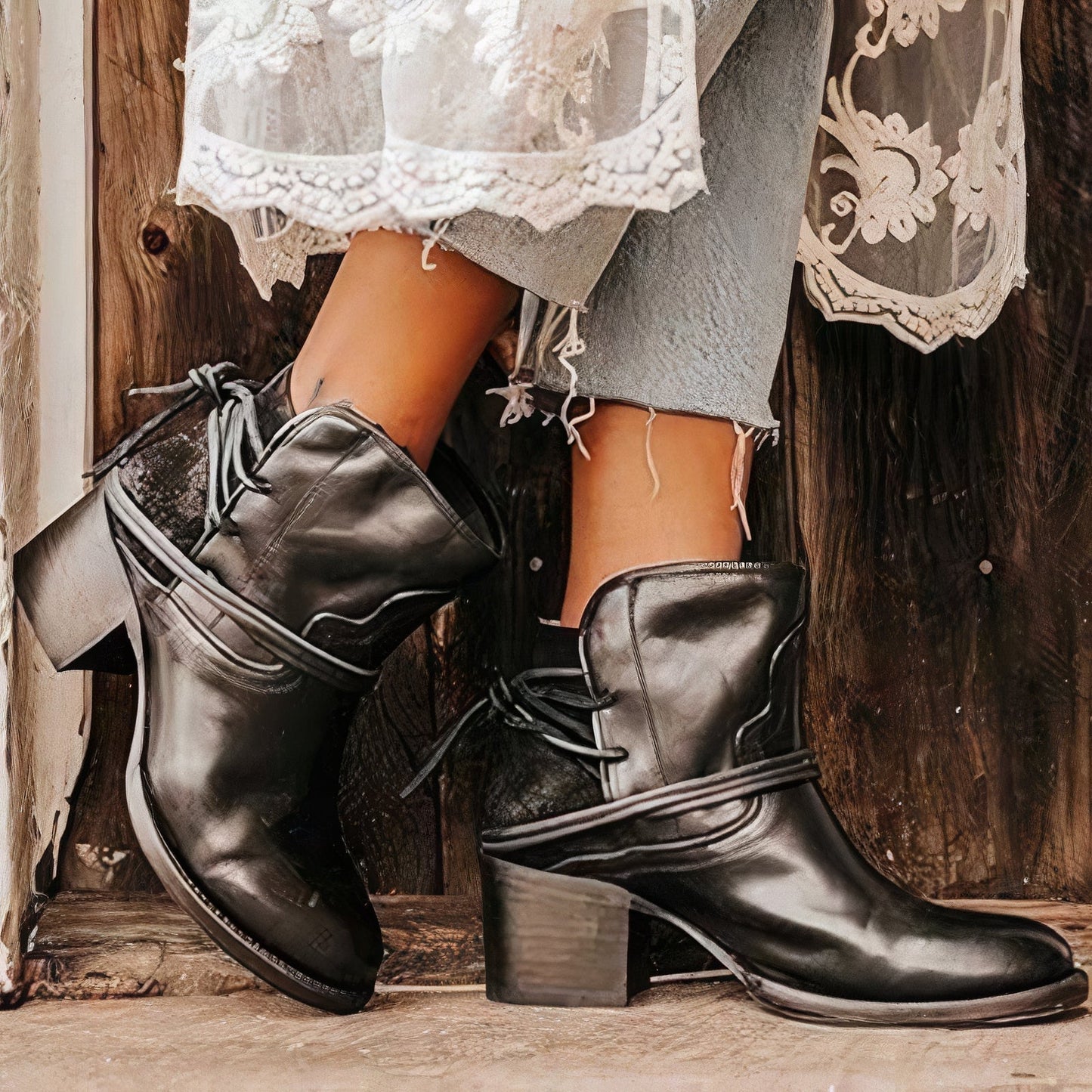 Women's Western Ankle Boots Comfortable - VibreMode