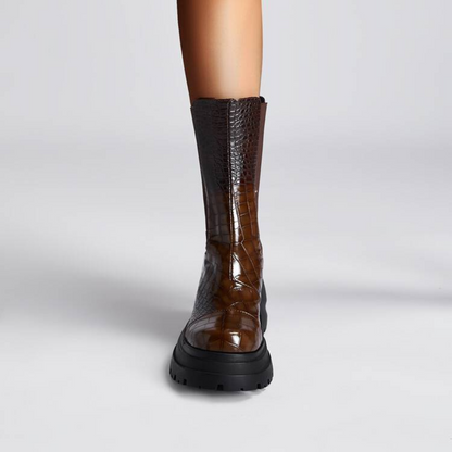 Women's Elastic Panel Boots Textured Upper