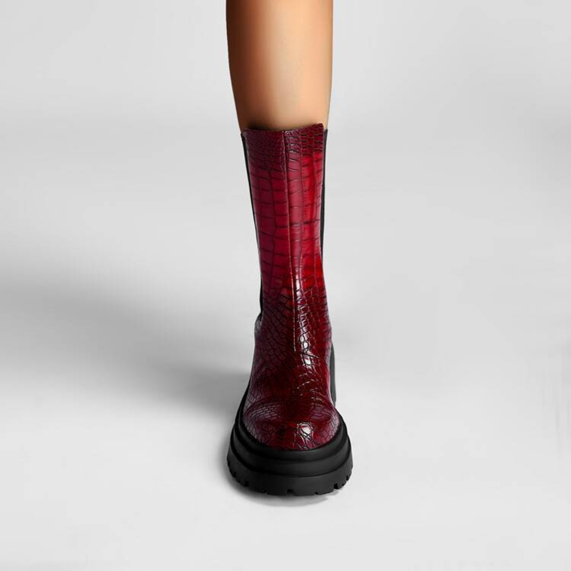Women's Elastic Panel Boots Textured Upper