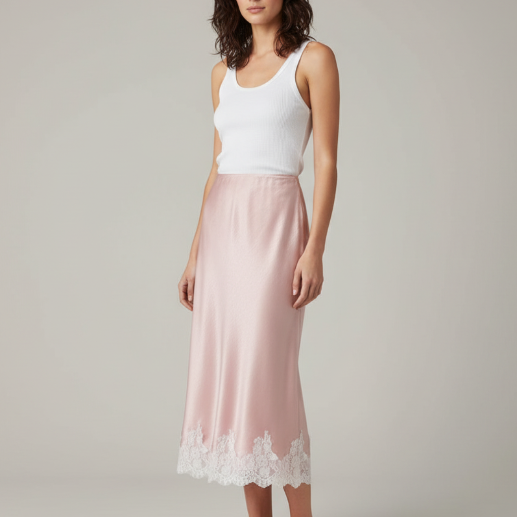 Women's Lace Satin Maxi Skirt