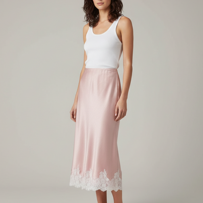 Women's Lace Satin Maxi Skirt