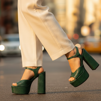 Women's Buckle Platform Heels