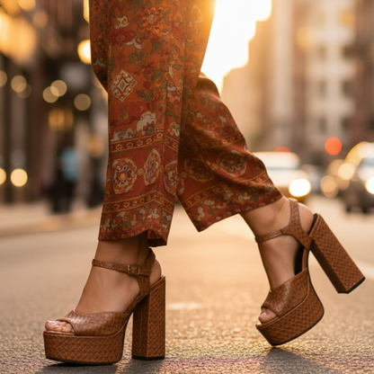 Women's Buckle Platform Heels