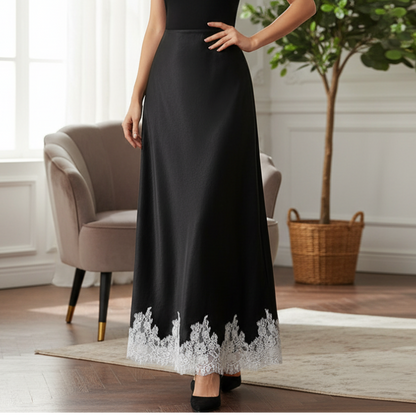 Women's Lace Satin Maxi Skirt