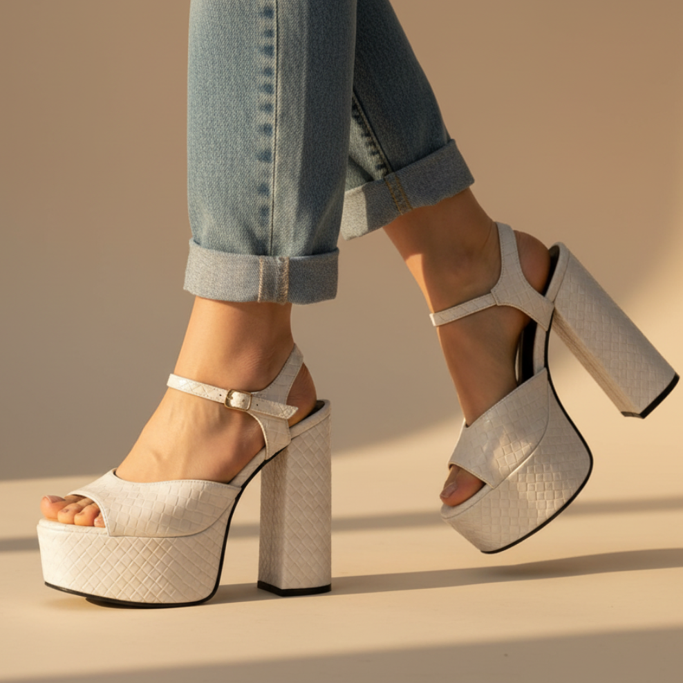 Women's Buckle Platform Heels - VibreMode