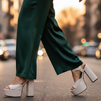 Women's Buckle Platform Heels