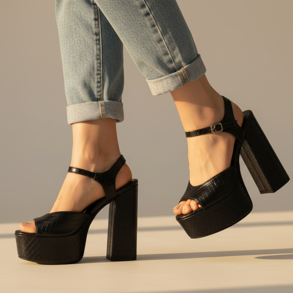 Women's Buckle Platform Heels