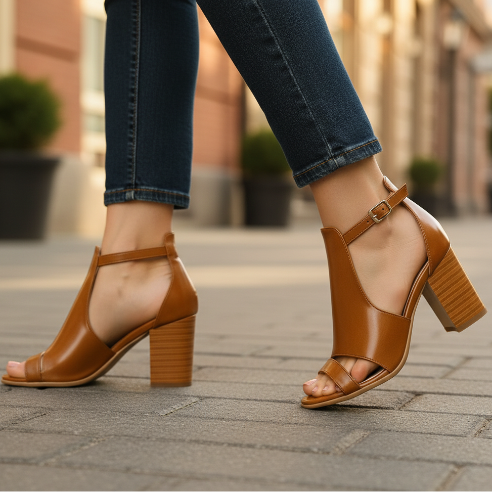 Women's Leather Strap Heels