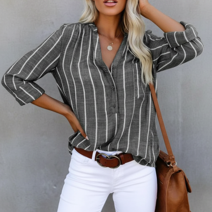 Women's Relaxed Fit Stripe Blouse Shirt