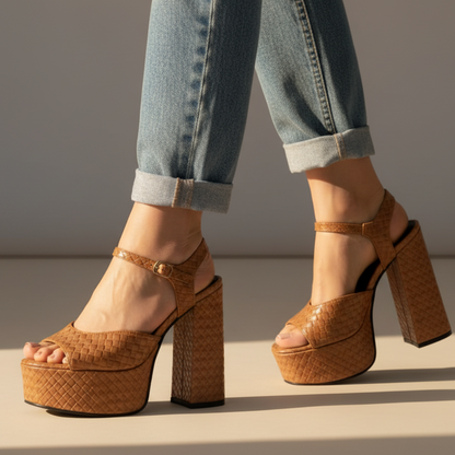 Women's Buckle Platform Heels