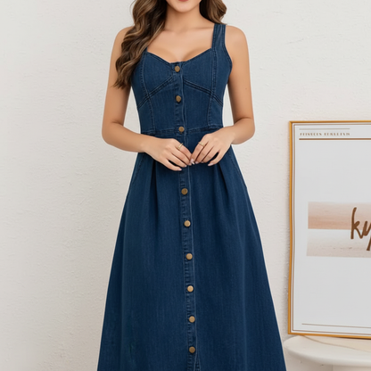 Women's Sleeveless Midi Jean Dress