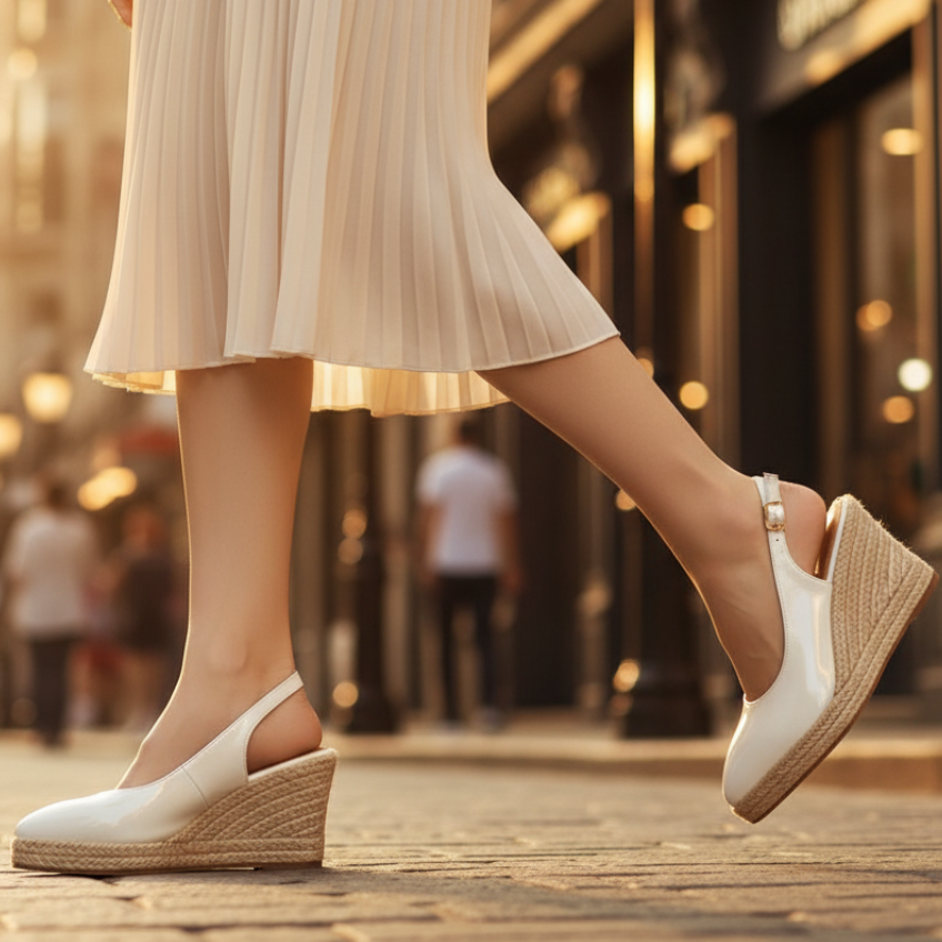 Women's Slingback Pointed Toe Wedge Shoes Buckle Strap