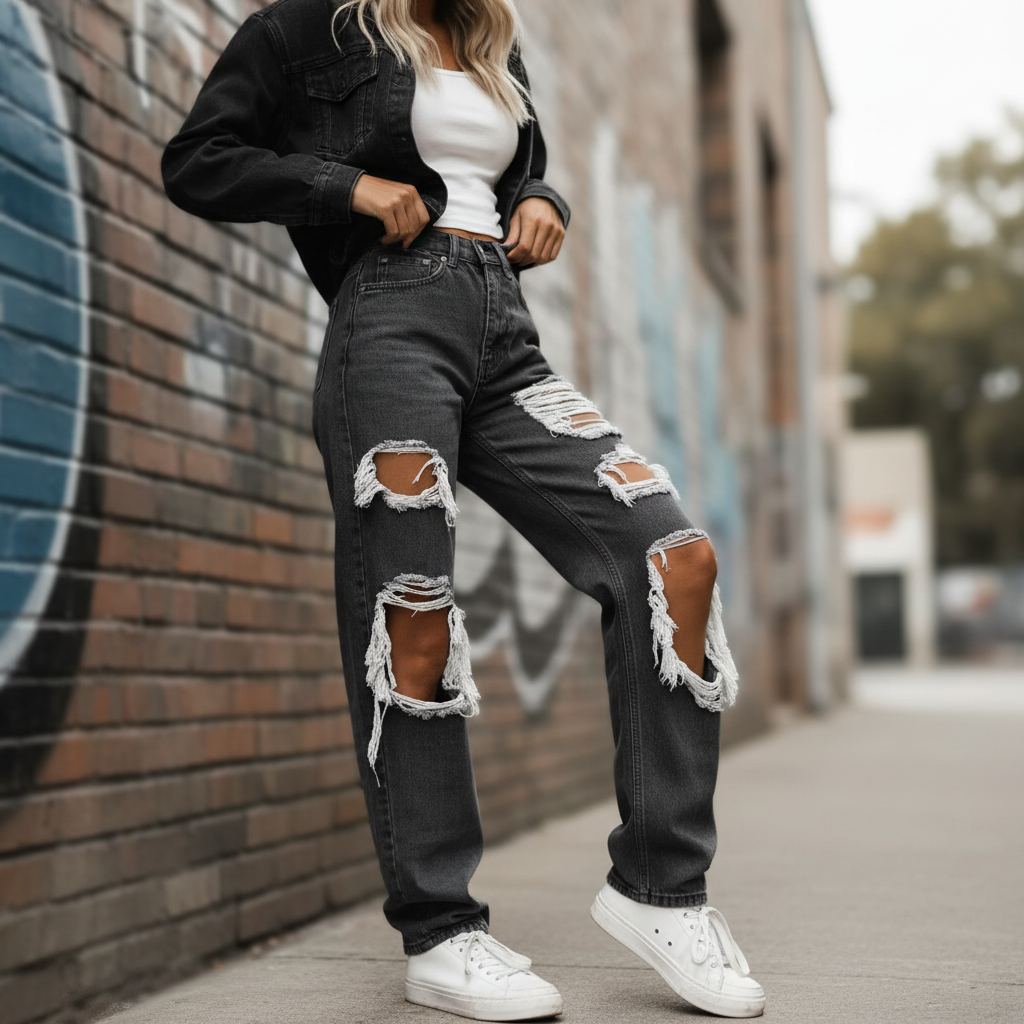 Women's Distressed Denim Jeans