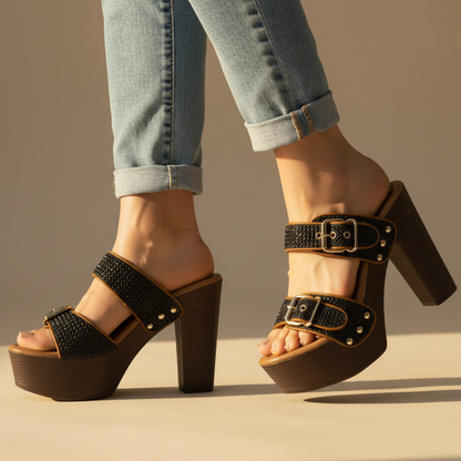 Women's Buckle High Heels Comfortable - VibreMode