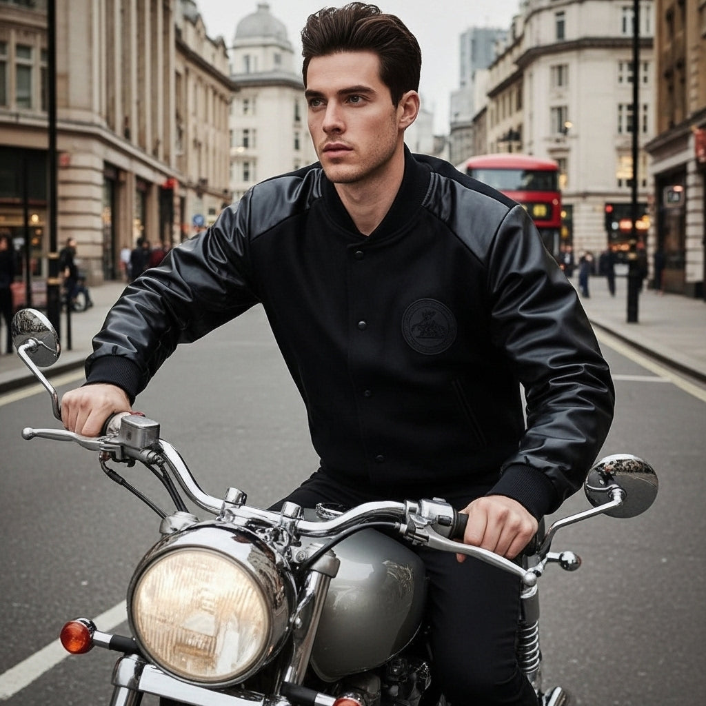Men's Varsity Jacket Black York Style - VibreMode