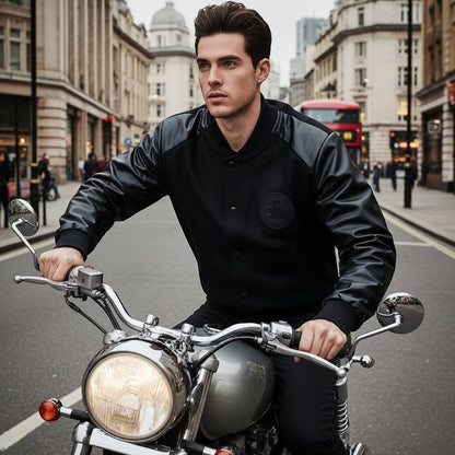 Men's Varsity Jacket Black York Style - VibreMode