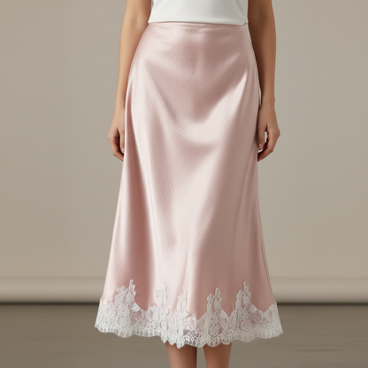 Women's Lace Satin Maxi Skirt