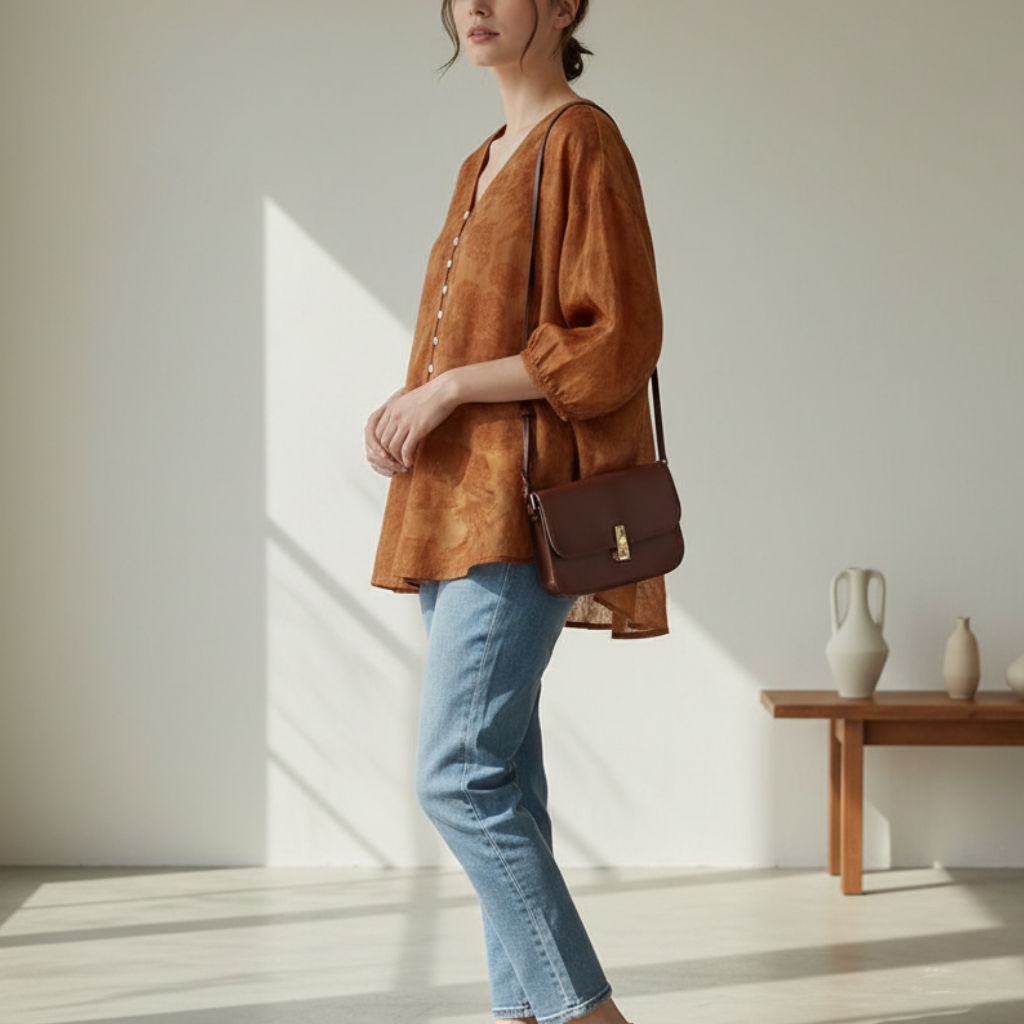 Women's V-Neck Linen Natural