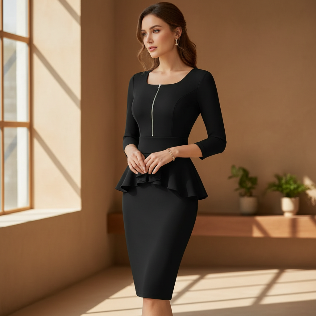 Women's Bodycon Peplum Work Dress