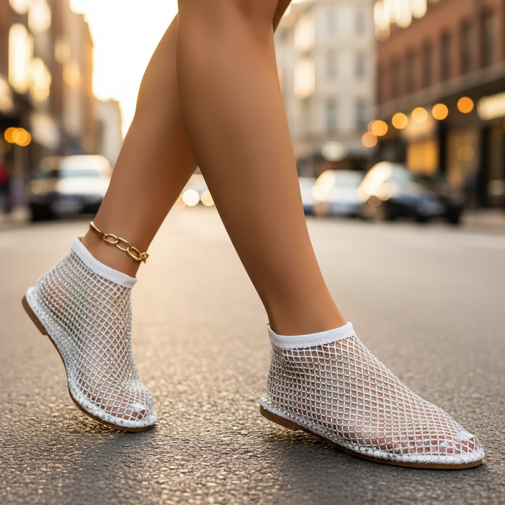 Women's Rhinestone Midnight Blue Flat Shoes