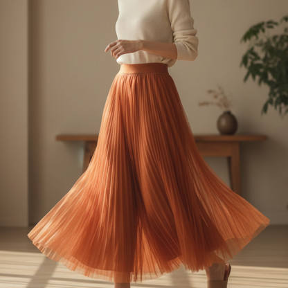 Women's Pleated Flowy Skirt - VibreMode