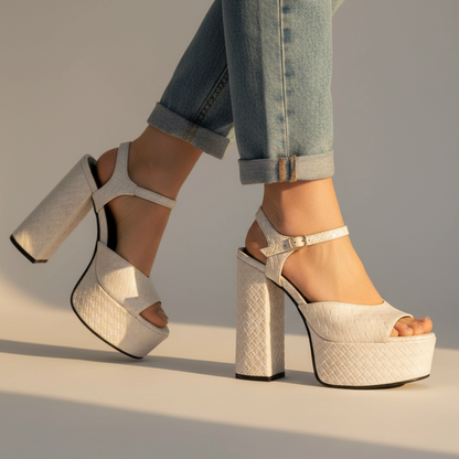 Women's Buckle Platform Heels