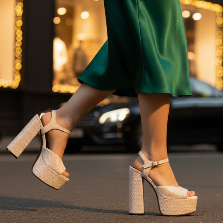 Women's Buckle Platform Heels