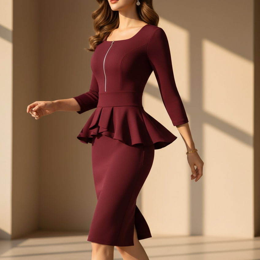 Women's Bodycon Peplum Work Dress