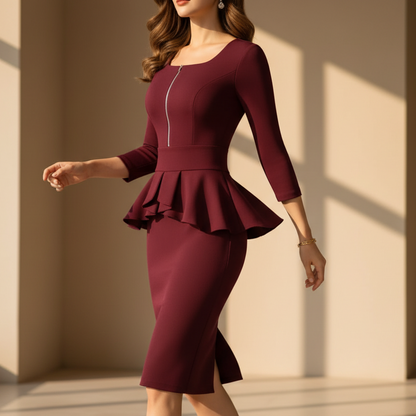 Women's Bodycon Peplum Work Dress