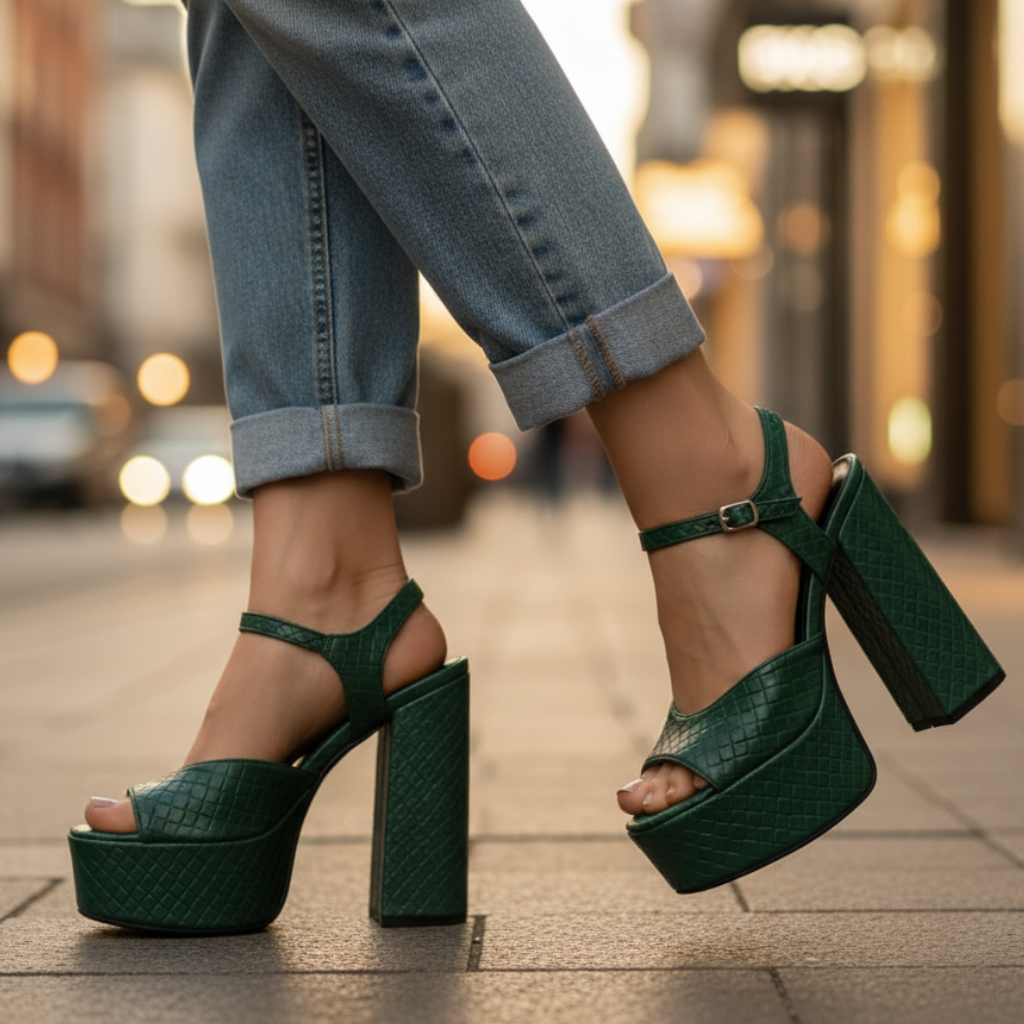 Women's Buckle Platform Heels
