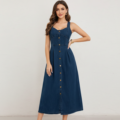 Women's Sleeveless Midi Jean Dress