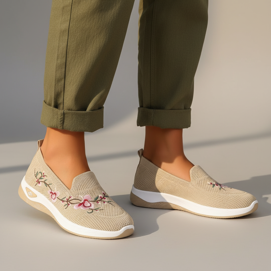 Women's Floral Slip-On Walking Shoes