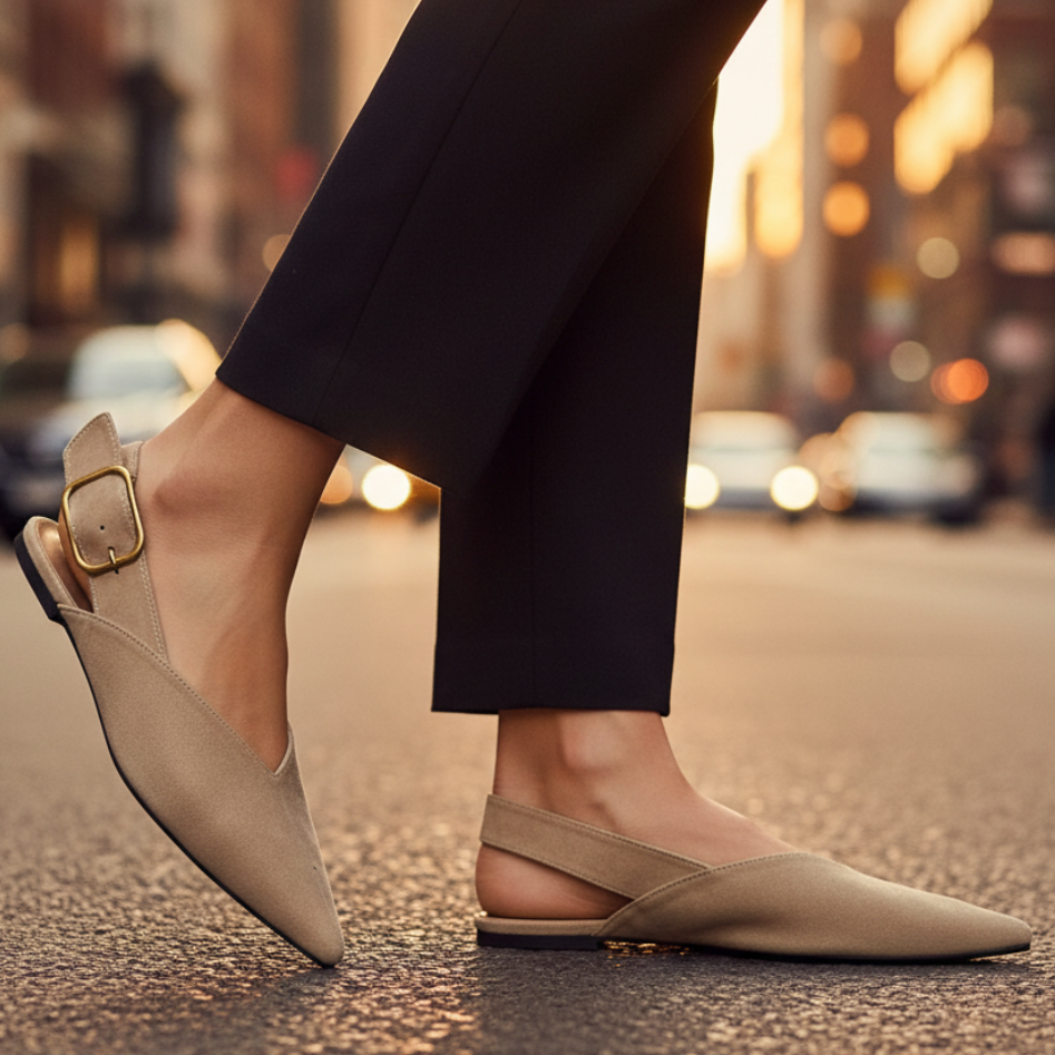 Women's Pointed Toe Slingback Flat Shoes