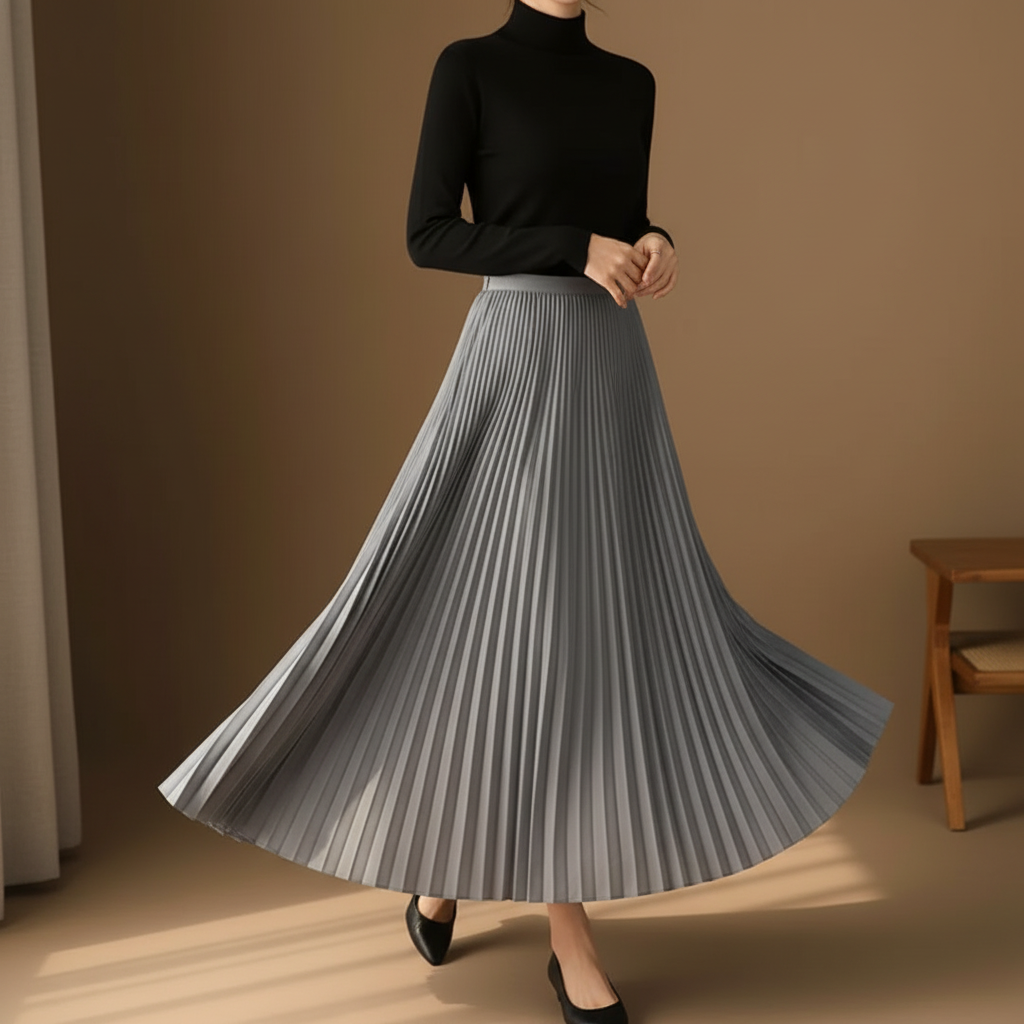 Women's Pleated A-Line Skirt - VibreMode