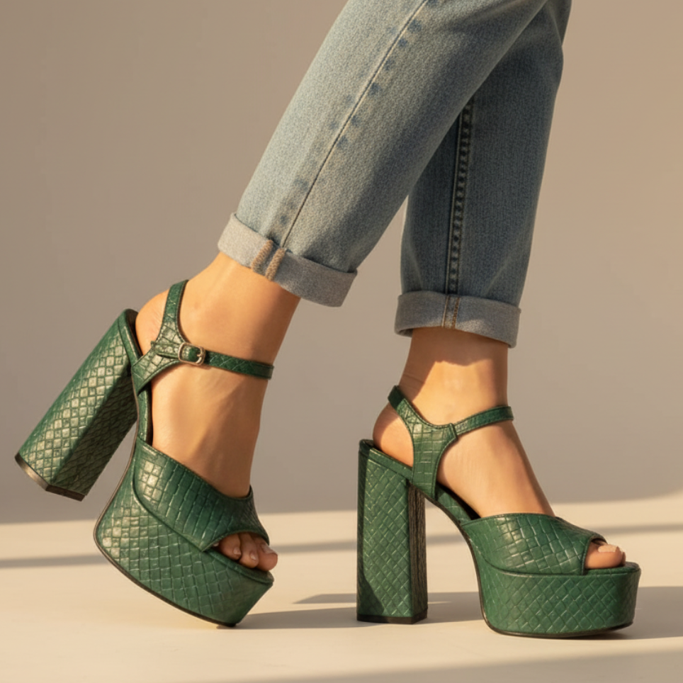Women's Buckle Platform Heels