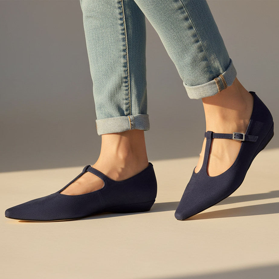 Women's Pointed Toe Mary Jane Flat Shoes - VibreMode