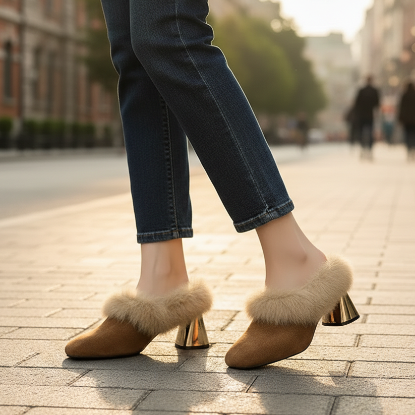 Whisper Fur Mule Shoes - VibreMode