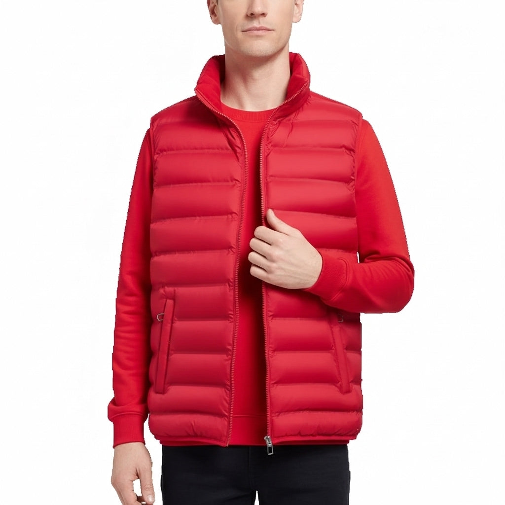 Men's Down Vest Sleeveless Zipper Padded Windproof Black - VibreMode