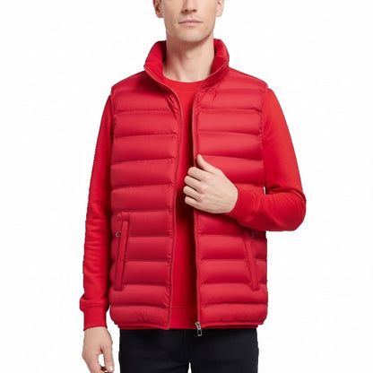 Men's Down Vest Sleeveless Zipper Padded Windproof Black - VibreMode