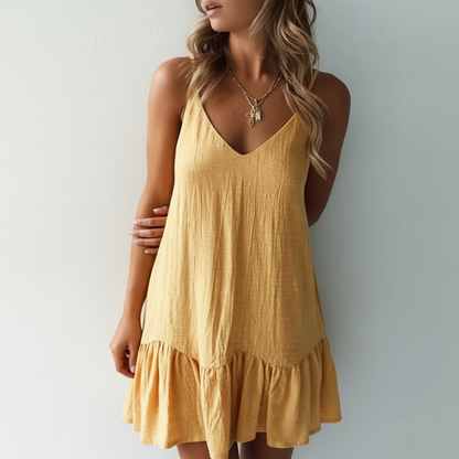 Women's Linen Ruffle Dress