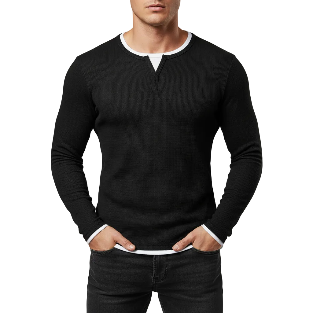 Men's Henley Long Sleeve Shirt - VibreMode