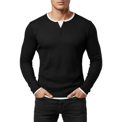 Men's Henley Long Sleeve Shirt - VibreMode